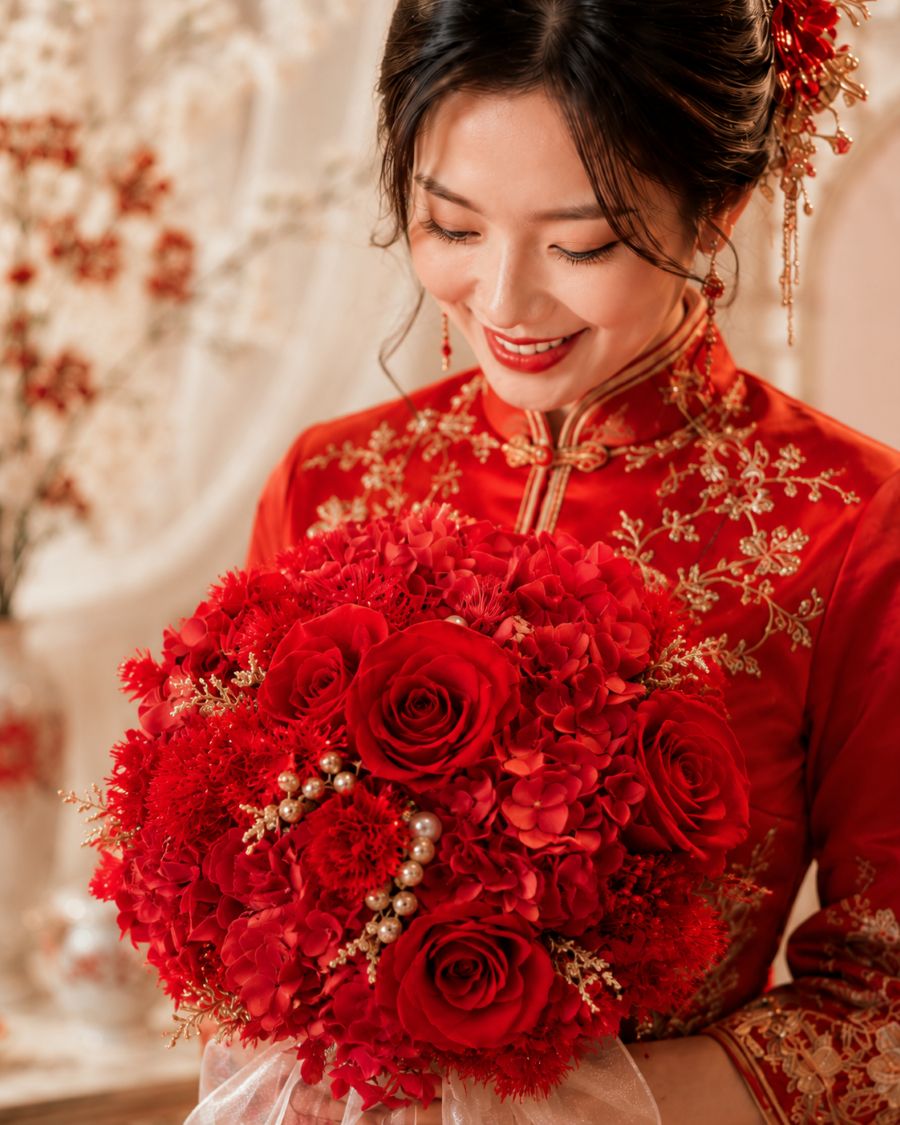 Xi He | Modern Chinese Style Bridal Bouquet - Freeland Floral thumbnail 5