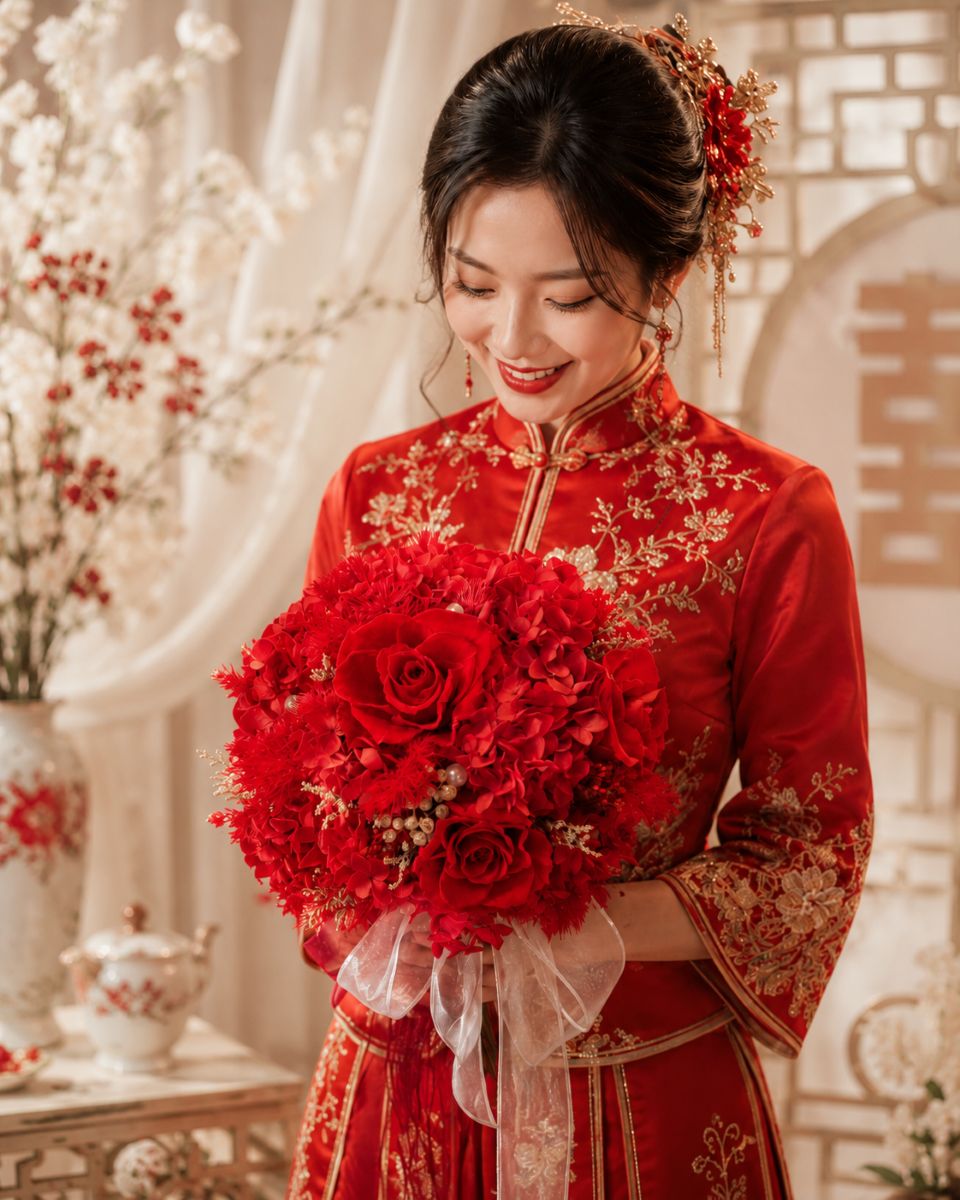 Xi He | Modern Chinese Style Bridal Bouquet - Freeland Floral thumbnail 4